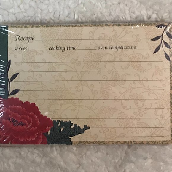 Mudlark "Asian Poppies" Recipe Card Box with Divider Tabs + Recipe Cards - Picture 8 of 10